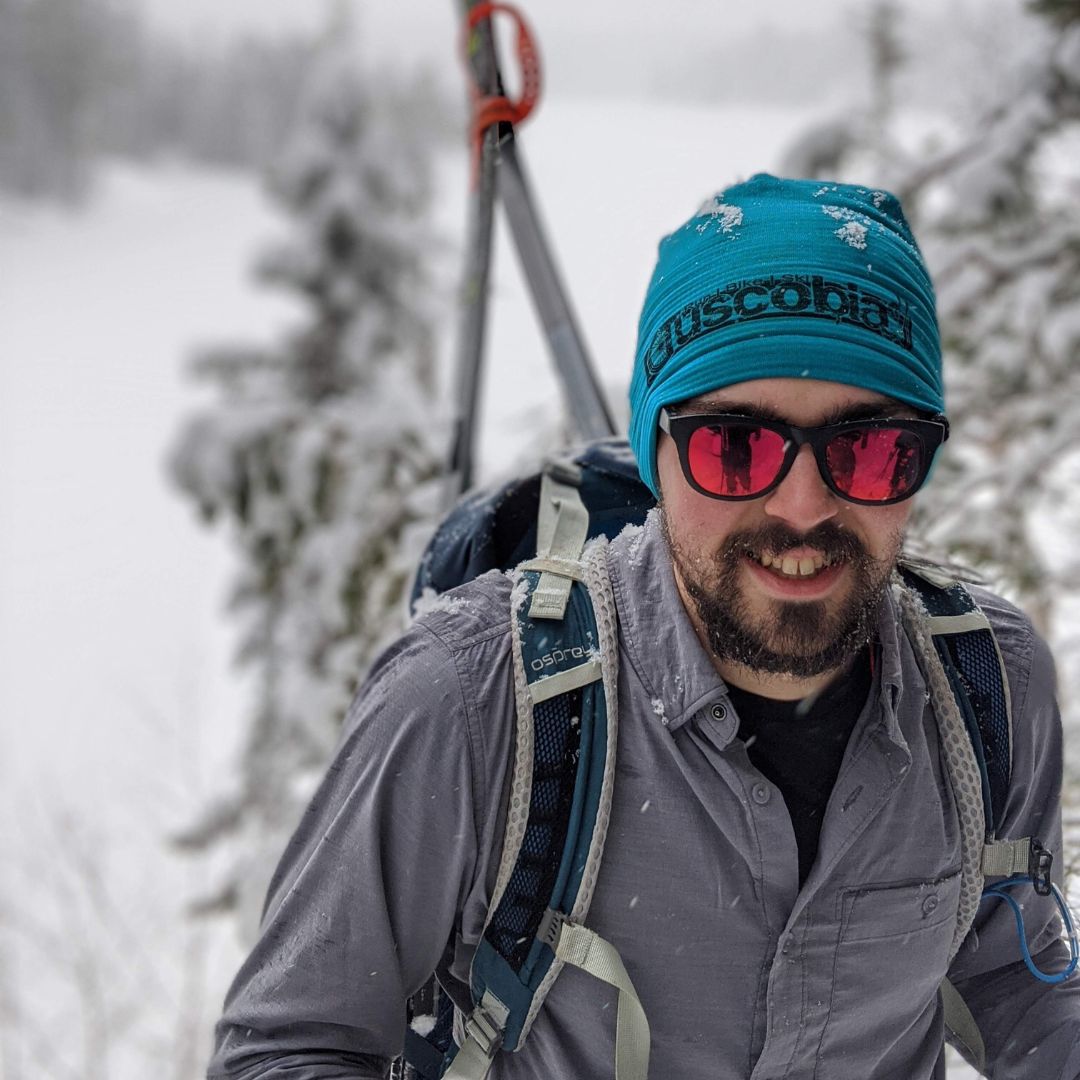 Alec backcountry skiing